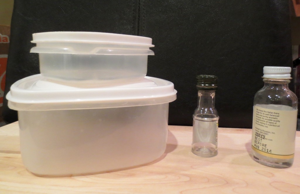 Tupperware and small single-use containers make great backcountry kitchen storage.