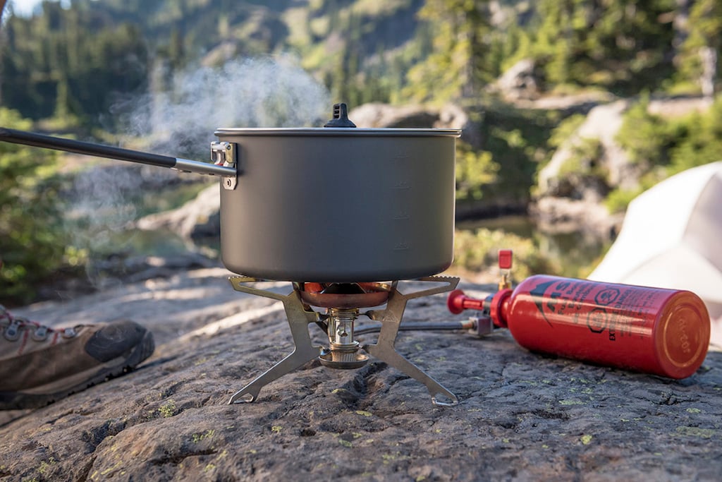 cooking with camping stove