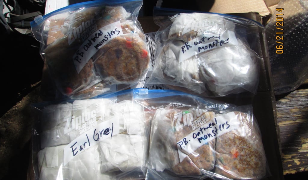 Thru-hiking care package with homemade baked goods
