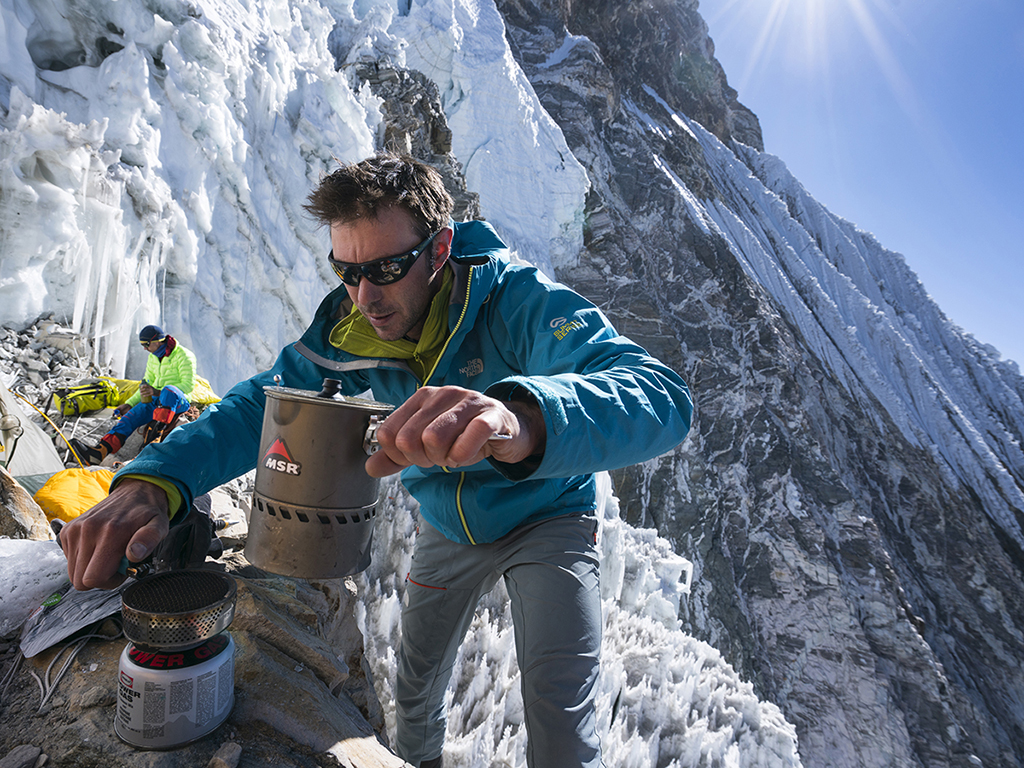 alpine climbing with stove
