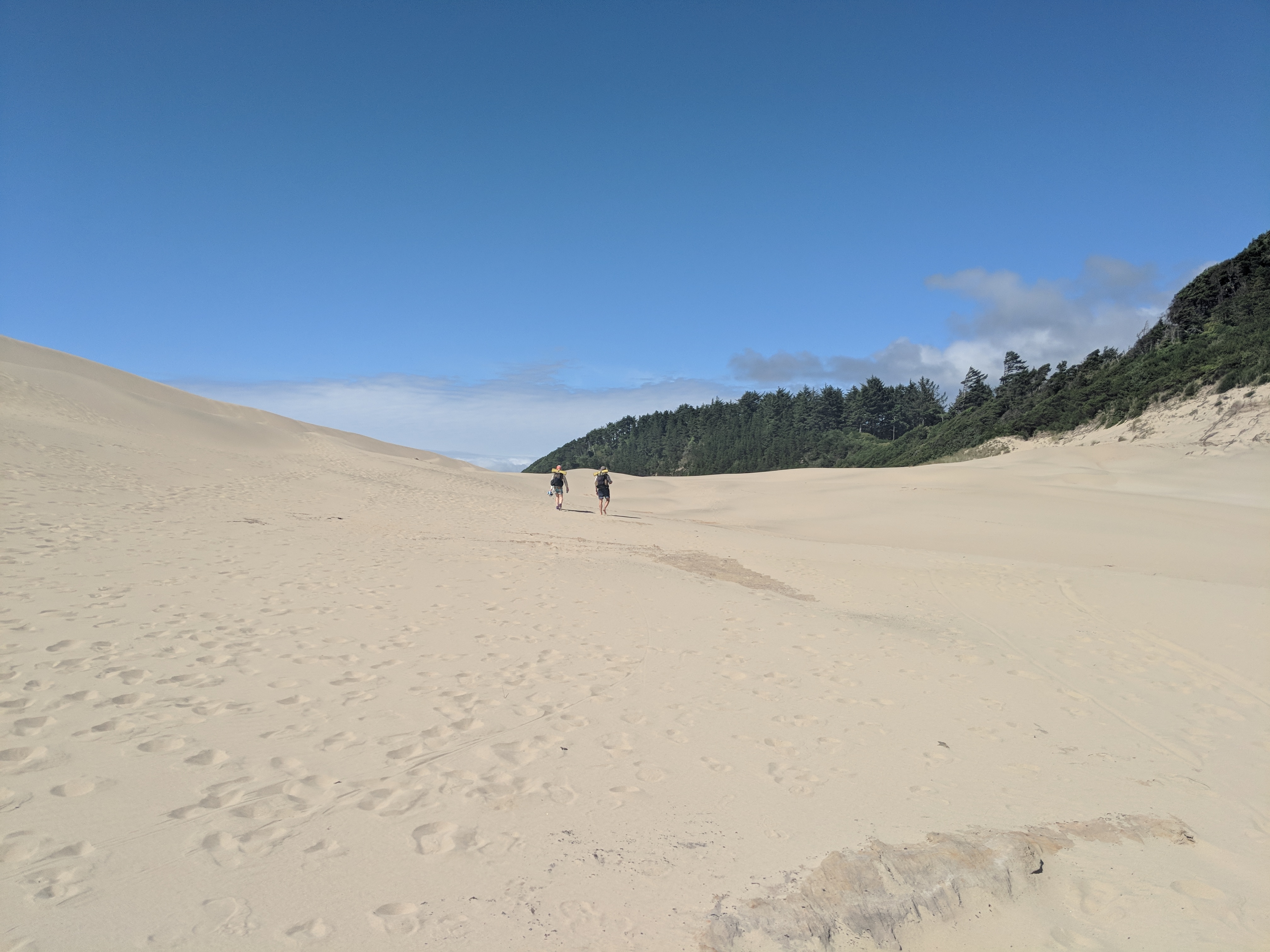 Hiking on sand along the Oregon Coast