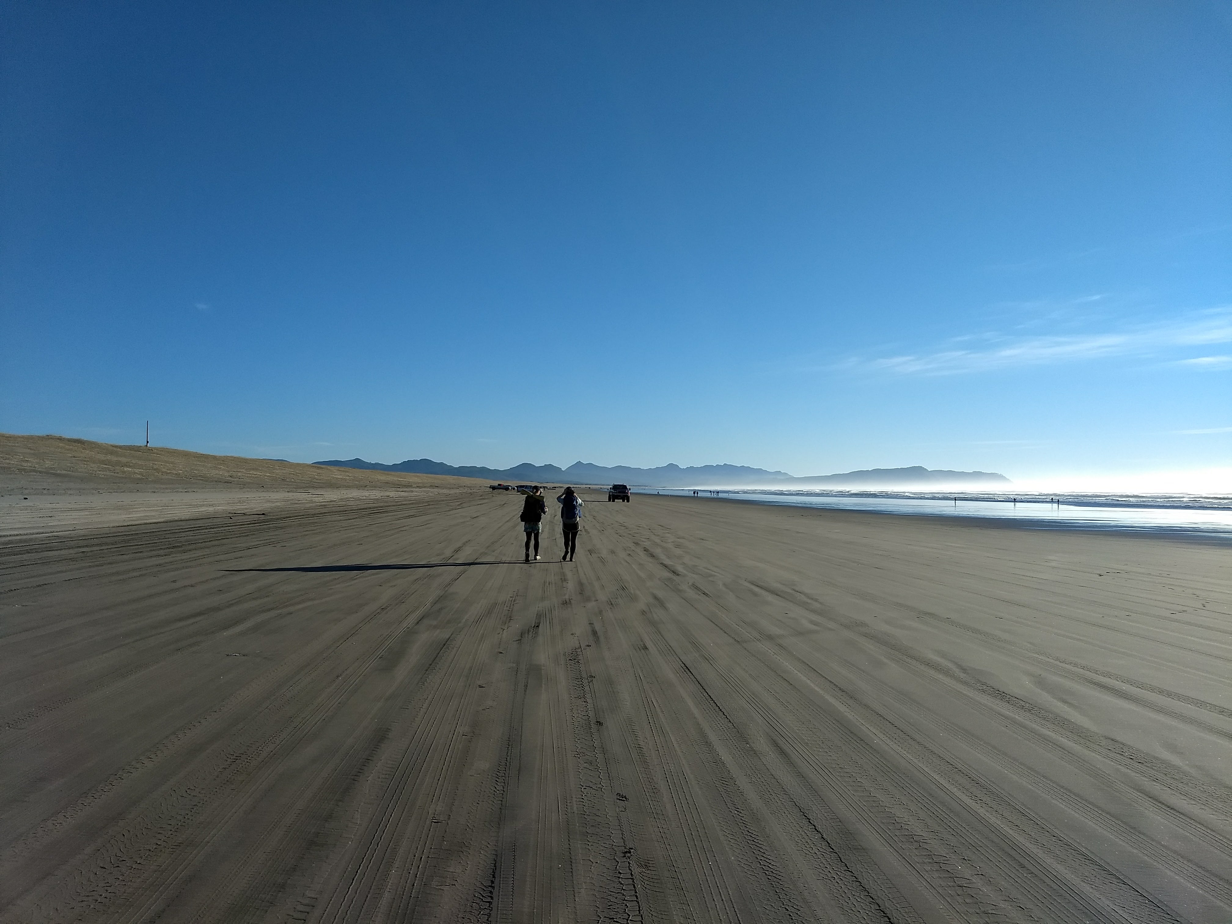 group walking along the Oregon Coast