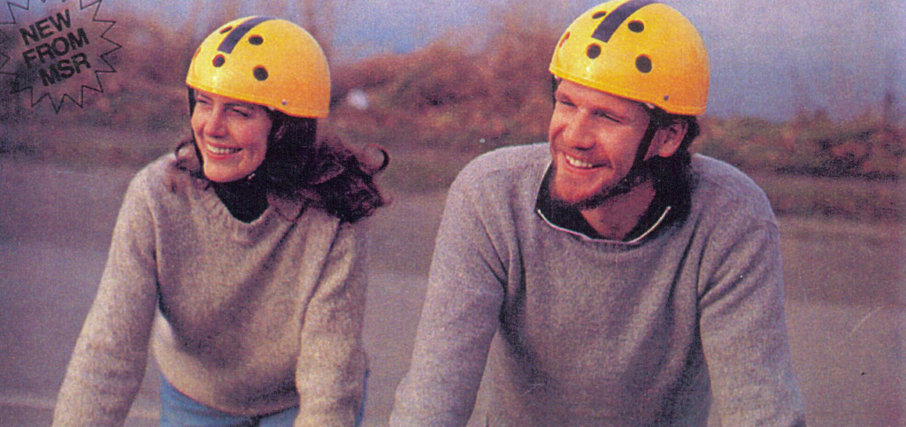 Bicyclists with matching MSR helmets