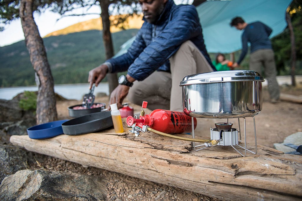 camping liquid stove and pot