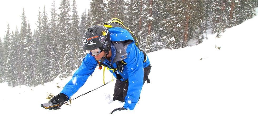 snowshoer in rescue training