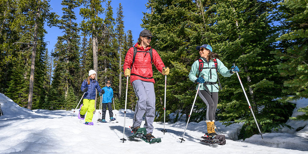 Kids and Parents Snowshoeing