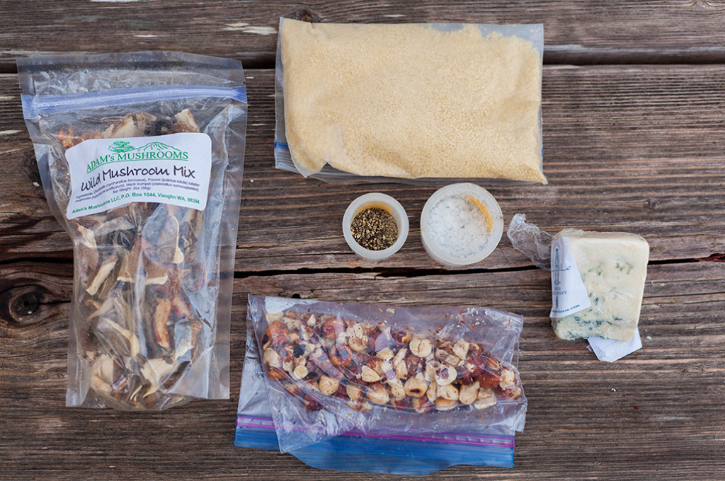 Prepared dried ingredients in plastic bags