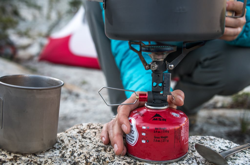 MSR fuel canister paired with PocketRocket Stove Deluxe