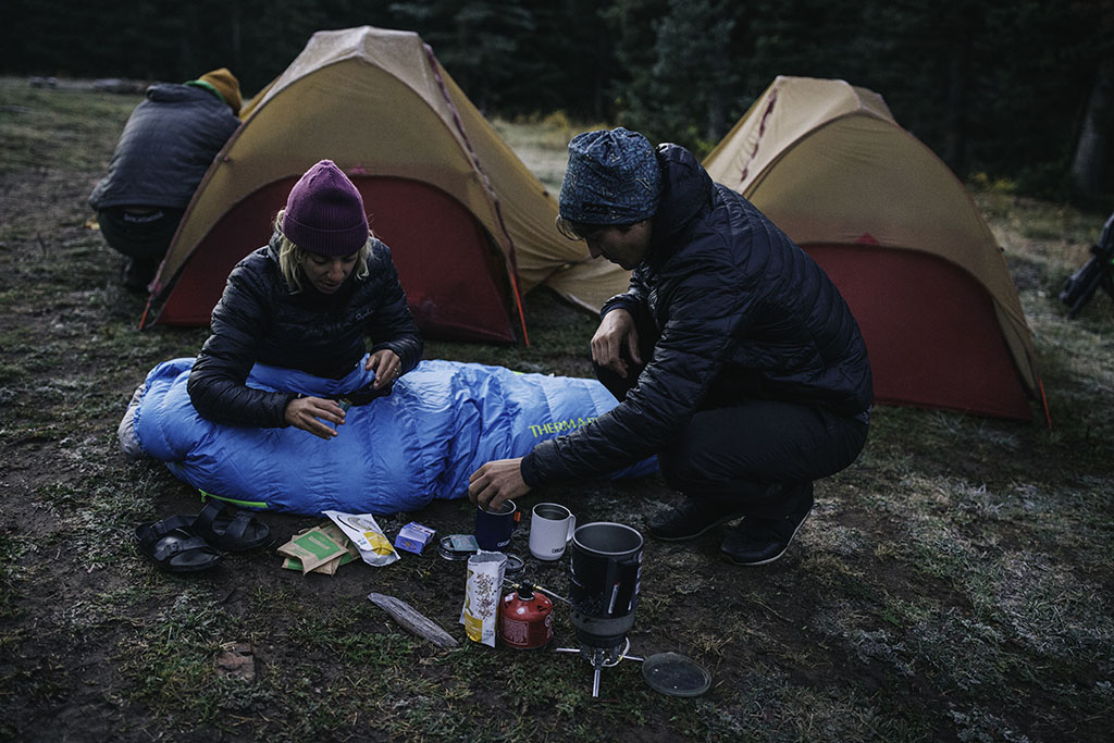 using stove to cook backpacking meal