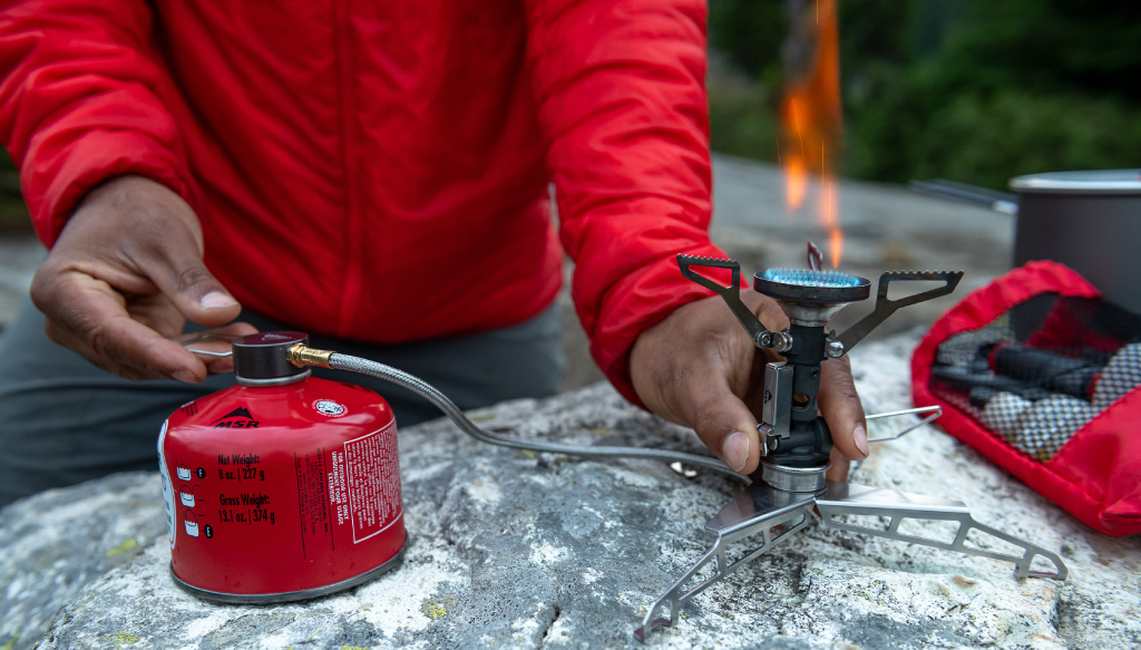 MSR IsoPro fuel canister in action