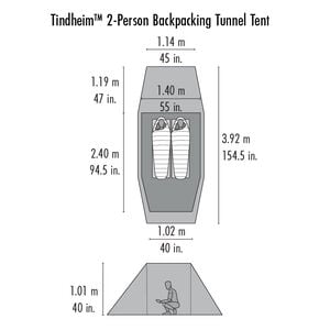 Tindheim™ 2-Person Backpacking Tunnel Tent | Dimensions